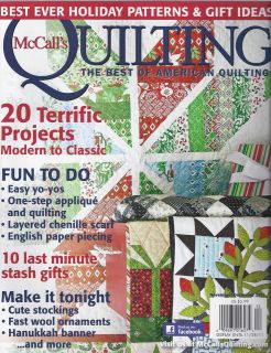 McCalls Quilting Magazine Nov Dec 2011 ~ Holiday Projects ~ Easy Yo 