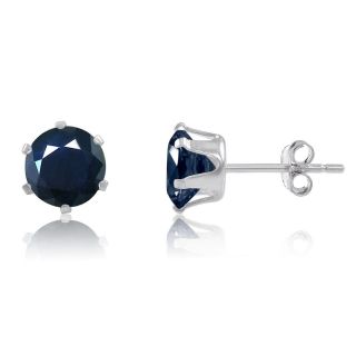   of Genuine Dark Blue Sapphire 6 Prong Sterling Silver Stud Earrings