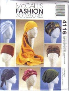   Turban Head Wraps Hats Chemo McCalls Sewing Pattern 4116 Misses
