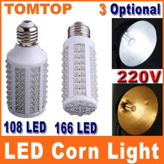 E27 Ultra Bright 7W 220V 108 / 166 LED Corn Light Bulb Lamp White 