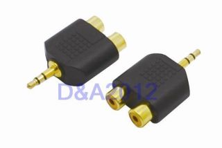   5mm stereo Audio male Plug to 2 RCA female jack Y Splitter Adapter