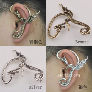   Rock Metal Curve Dragon Stud Ear Cuff Wrap Earring Jewelry FREE SHIP