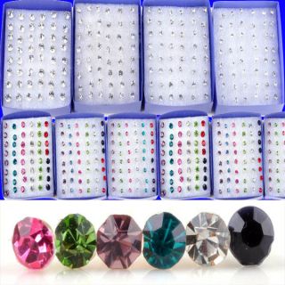 Wholesale Lot 20 Pairs Clear Crystal Earring Studs 1 Box Allergy Free 
