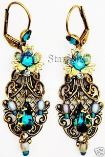 Michal Negrin Antique Style Filigree Crystals Earrings