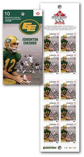 10 Stamp Booklet CFL Edmonton Eskimos Canada Post (Five In a Row 1978 