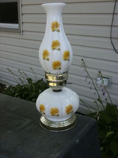 Vintage Milk Glass Hurricane Electric Lamp Excellent