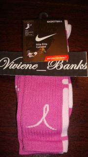Nike Elite Socks Breast Cancer Awareness LARGE pink/white kay yow 