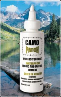 Camo Patch Waterproof Fabric & Leather Cement 4oz. DRIES IN MINUTES