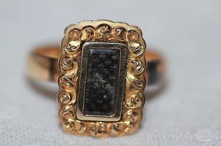   MADE VICTORIAN MOURNING RING, WITH BRAIDED HAIR & ENGRAVED NAME, C1856