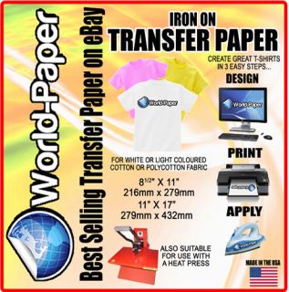   transfer iron on paper for light color fabric8.5 by 11  80 sheets