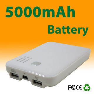 5000mAh External Backup Battery w Dual USB Port Power Charger Adapter