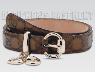 GUCCI bronze GUCCISSIMA leather HEART Charms HORSEBIT Buckle belt NWT 