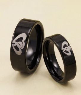 Laser Engraved Tungsten Carbide Wedding Ring Band Womens and Mens 