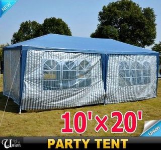New 10x20 Gazebo Party Tent Canopy With 6 Side Walls Blue Top