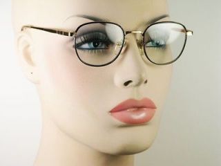   Vintage Womens Mens Eyeglasses Gold Metal Frame Clear Lens Glasses