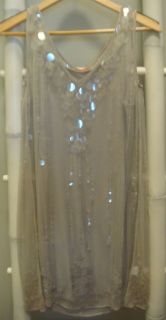 Chan Luu Chiffon Embroidered Dress in Dove Crystal