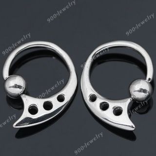 Silvery 14ga 316L Stainless Steel Comma Hollow Ball Bead Ear Expander 