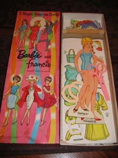 Rare Vintage Whitman 1966 Barbie and Francie Magic Paper Dolls Costume 