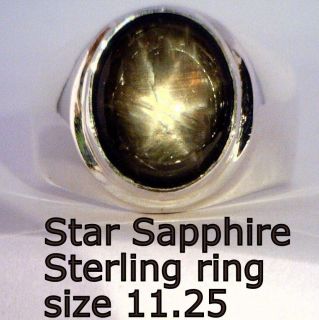 Black Star Sapphire no glass filling Handmade 925 Silver Gents Ring 