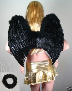 Large Black Feather Angel Wings Adult Photo Props HALO Halloween 