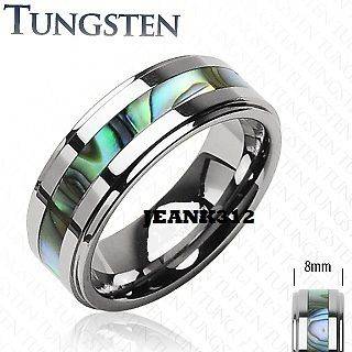   Ring 8mm With Abalone Shell Inlay Mens Wedding Engagement ring Band