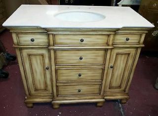 42 Bathroom sink Honey cabinet w cream marble Vanity