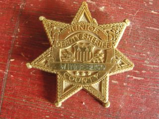 JUNIOR DEPUTY SHERIFF,WINNEB​AGO COUNTY PLASTIC BADGE