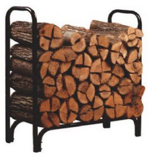 Panacea 4 Foot Black Steel Deluxe Fireplace Firewood Log Rack 15203 