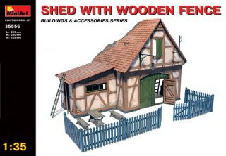 Miniart 1/35 35556 SHED WITH WOODEN FENCE model kit