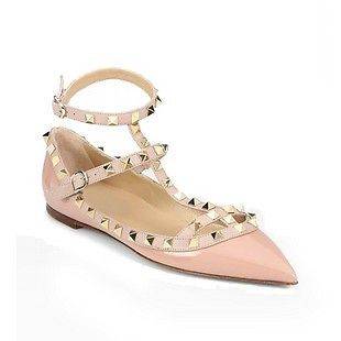 Metal Stud Ankle Strap Flats As Seen on Alexa Chung Pink  SHIPS MARCH 
