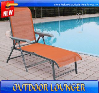 Adjustment Orange Lounge Chair Outdoor Patio Garden Folding Recliner