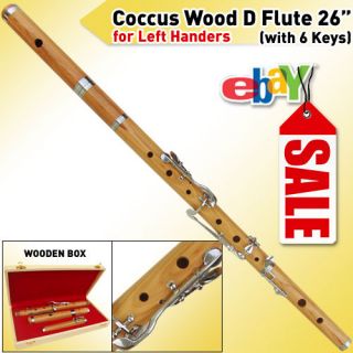 Irish Coccus Wood Left Hand D Flute with 6 Keys, Irish Wooden Flute