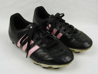 Girls Adidas YOUTH 3 Black Pink Soccer Cleats Shoes Athletic