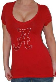   CRIMSON TIDE COLLEGE FOOTBALL V NECK FITTED STRETCH T SHIRT TOP M