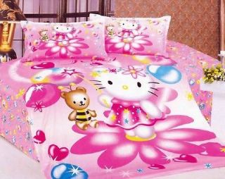Hello Kitty with the Little Bear Queen Bed Quilt Cover Set ***