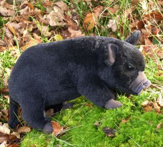 Clyde the Micro Pig   black mohair   beautiful soft toy by Kosen 