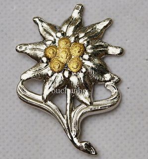 WWII GERMAN OFFICER EDELWEISS MOUNTAIN METAL CAP BADGE INSIGNIA 32210