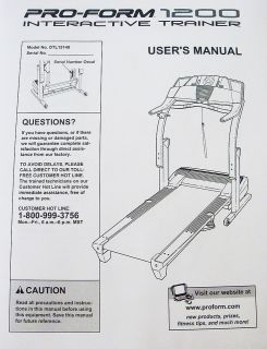 Pro Form Treadmill Users Manual Model PFTL14920 Treadmill Parts Belts 