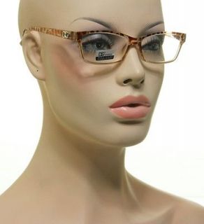New DG Fashion Optical Reading Glasses Brown & Clear Tortoise 