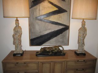   Pair of James Mont Style Monumental Quanyin Lamps by Frederick Cooper