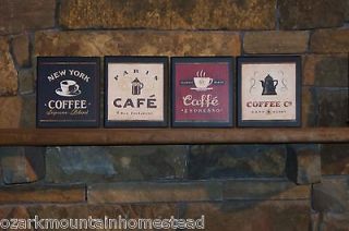 4pc Coffee Shop Plaques country red kitchen wall decor signs Paris 