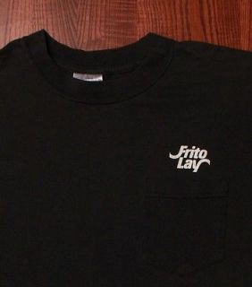 Frito Lay Chips Company Actual Pocket Logo Black Large Damaged T Shirt