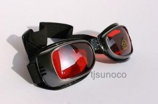   Motorcycle Goggles Gray Red Lens Sunglasses Adjustable Strap Anti Fog