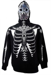 Day of the Dead Full Zip Face Mask Hoodie