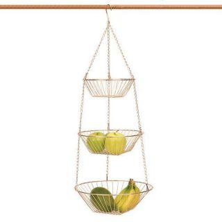 Hanging Wire 3 Tier Baskets holds a variety of fruits and vegetables