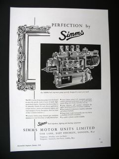 Simms Motor Units SPE A Fuel Injection Pumps pump 1956 print Ad 