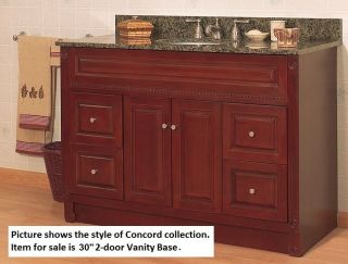 JSI Concord Bathroom Vanity Base 30W Solid Wood Frame 2 Door Cabinet 