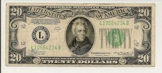 1934 A $20 GREEN SEAL TWENTY DOLLAR BILL