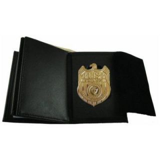NCIS Police Badge 2 ID Leather Shield Wallet Mens Black