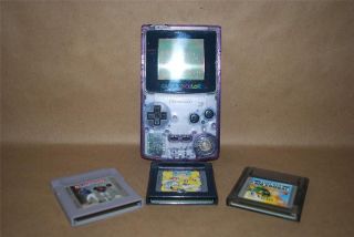 Atomic Purple NINTENDO GAME BOY COLOR with 3 Games LOT   Works Great